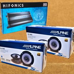 🚨 No Credit Needed 🚨 Alpine S Series Car Speakers 6 1/2" 2-Sets Hifonics 4 Channel 1400 Watt Amplifier Package 🚨 Payment Options Available 🚨 