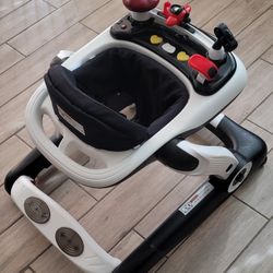 Baby Walker with Music & Lights, Activity Center for Toddler, Adjustable Height, Safety Bumper, Black