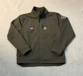 Carhartt Full Zip Soft Shell Jacket Green Texas NM Logo Men’s Size XL Workwear