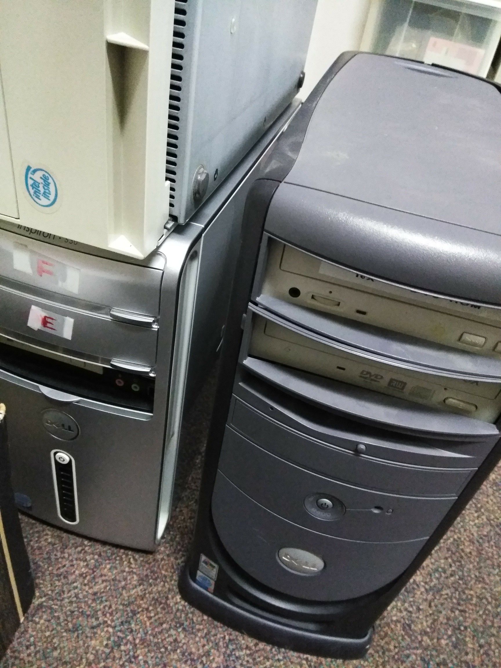 5 DELL DESKTOP COMPUTERS..IBM.... E MACHINE..MORE.. ALL 6 SELLING FOR PARTS..