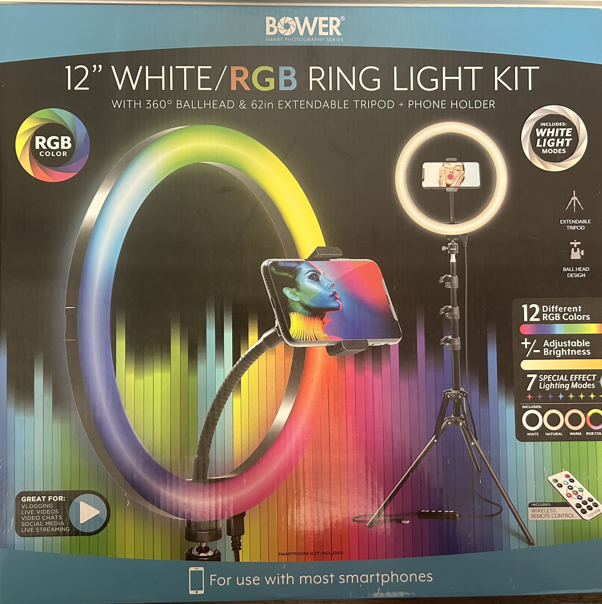 Bower 12” White/RGB Ring Light Kit