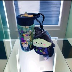 Halloween Squishmallow Wicked Elphaba 3" Clip-on With Free Yellow Water Bottle