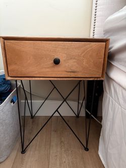Wood Nightstands with Metal Hairpin Legs (set of 2)