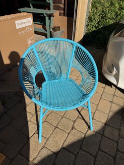 Turquoise Woven Rope Patio Chair