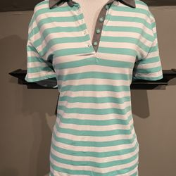 Green stripped golf polo