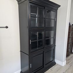 Black Hutch Display Cabinet 