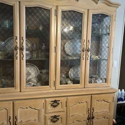 Antique China Cabinet, Dinette Table And Buffet 