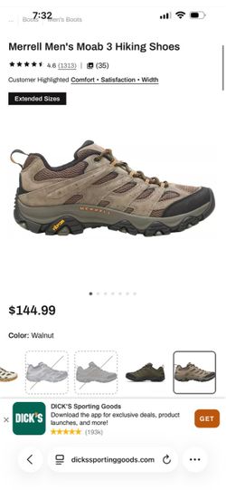 Merrell Men’s Moab 3 Size 9