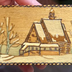 Hand-painted Vintage Wooden Box with Pyrography