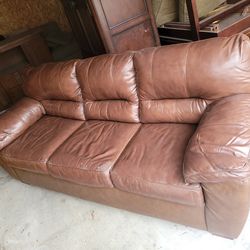 Brown Leather Couch Great Used Shape
