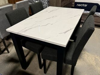 5pc Marble-Style Dining Set Modern & Stylish