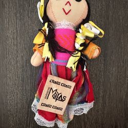Mexican Handmade Maria Rag Doll with Elegant Dress muñeca traditional Mexico kid