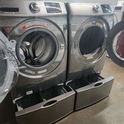 SAMSUNG SET STEAM WASHER AND ELECTRIC DRYER LARGE 
