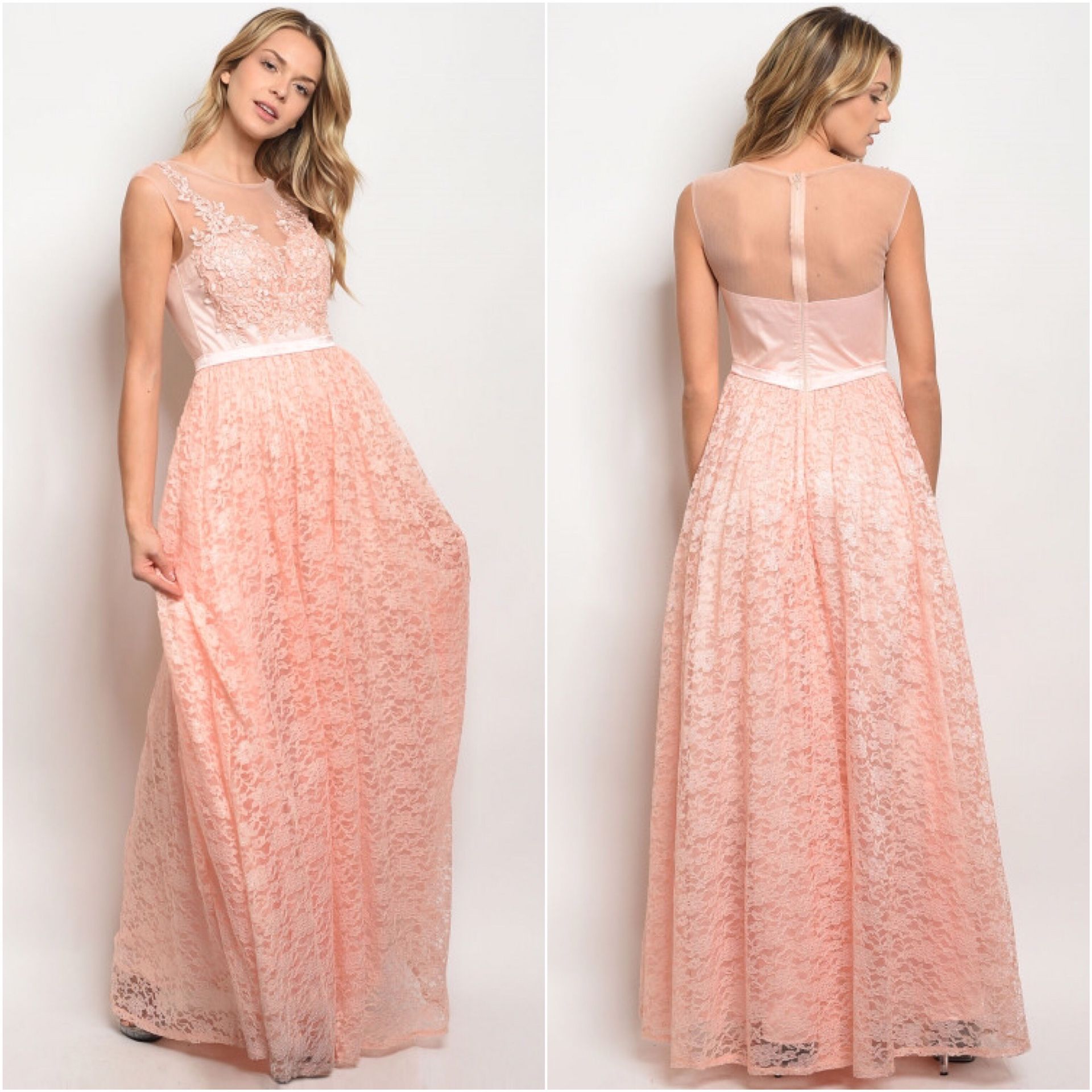 Blush Lace A-Line Dress