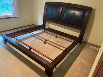 King Bed Frame with Upholstered Headboard