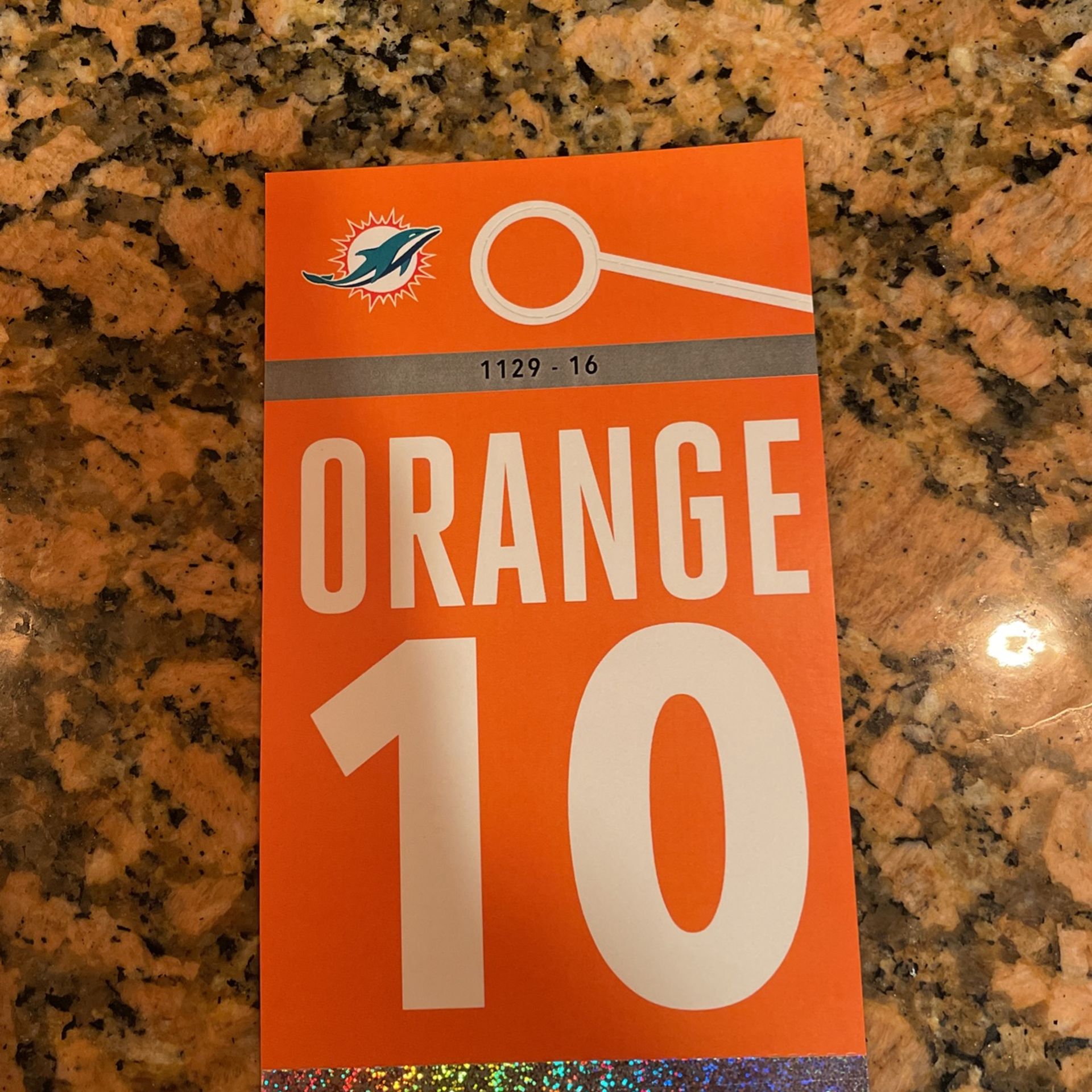 Miami Dolphins Vs NY Jets Orange Parking Pass