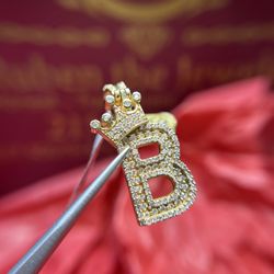 14K GOLD DIAMOND “B” Charm 