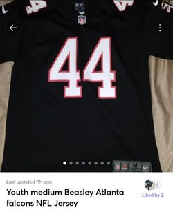#44 beasley jr Atlanta falcon black youth size medium jersey