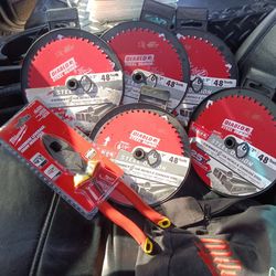 Five six and a half inch 48 teeth still demon blades and Milwaukee 1000 volt insulated pliers