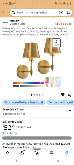 New In Box Set Of 2 Rechargeable Wall Lamps $35