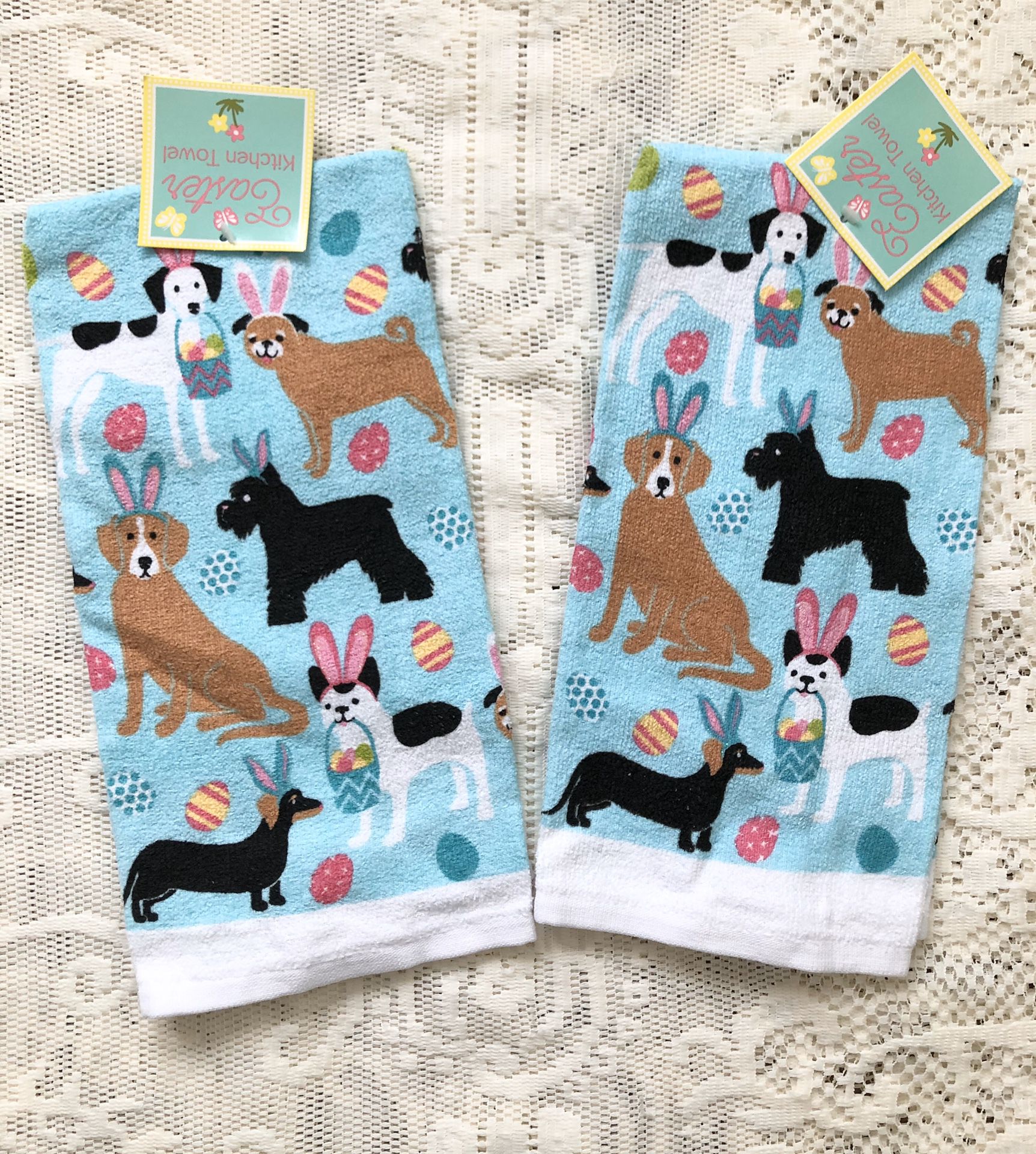 Dog Themed Easter Towels - Set of 2