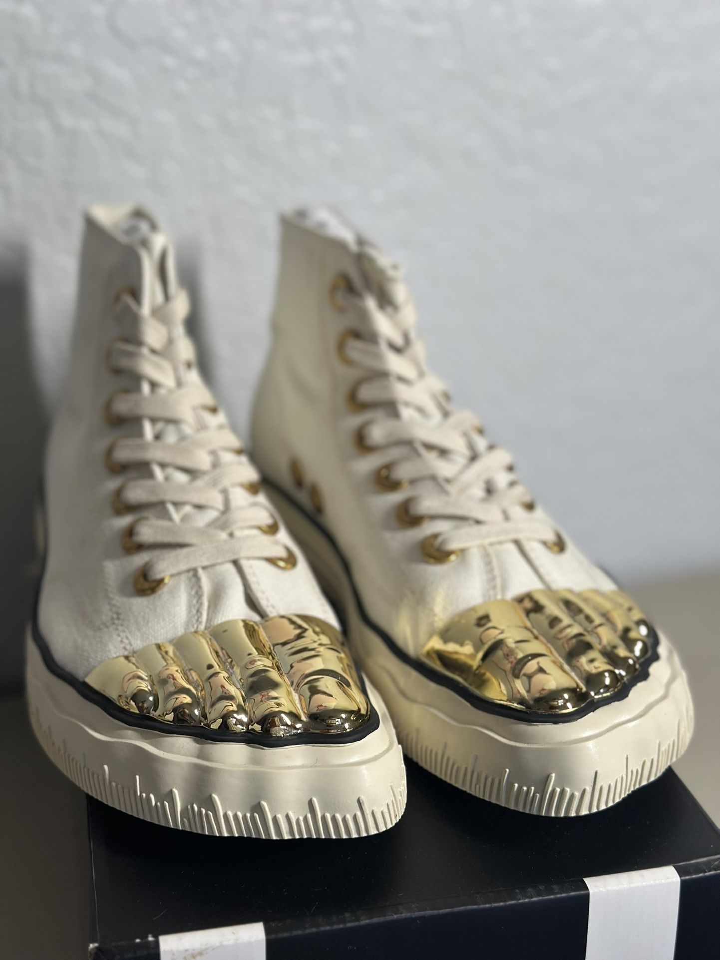 Fashion Botas Beige Con Dorado