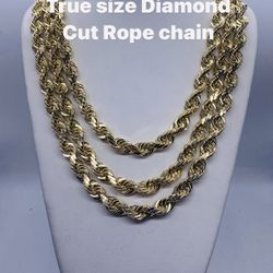 14K 12mm True To Size 24in-26in-28in Diamond Cut Rope Chain. Brand New .