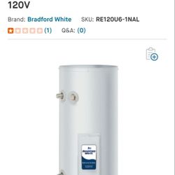 Bradford White Electric Water Heater 19 Gal.