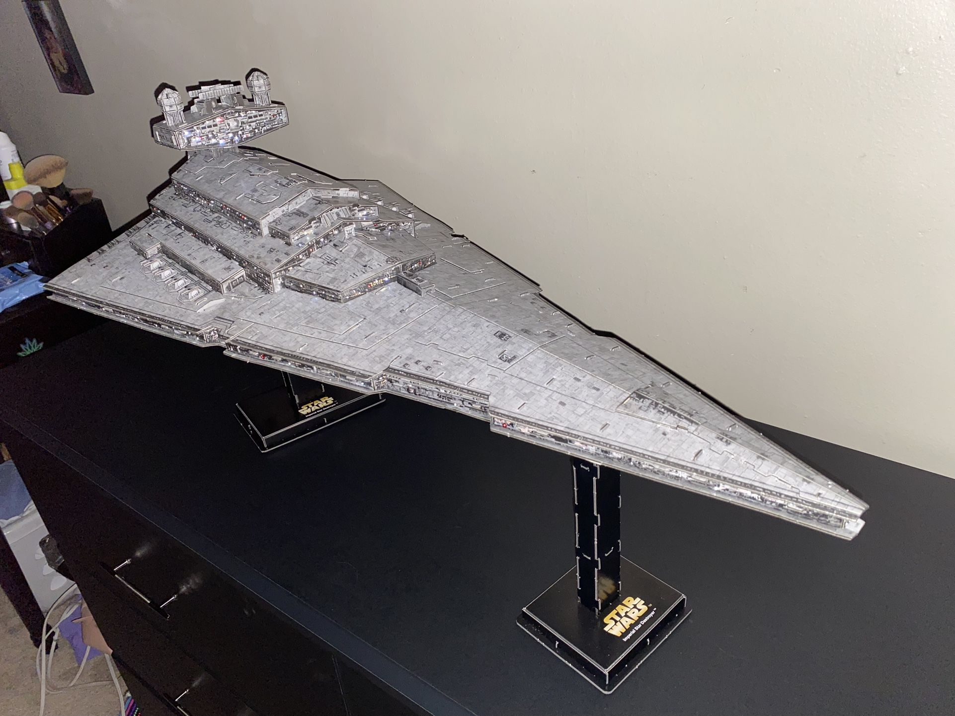 Custom Imperial Star Destroyer with lights and sound board.