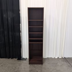 Dark Brown Tall Narrow Laminate Bookcase