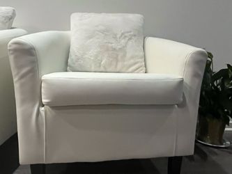 Contemporary white-leather modern accent chairs