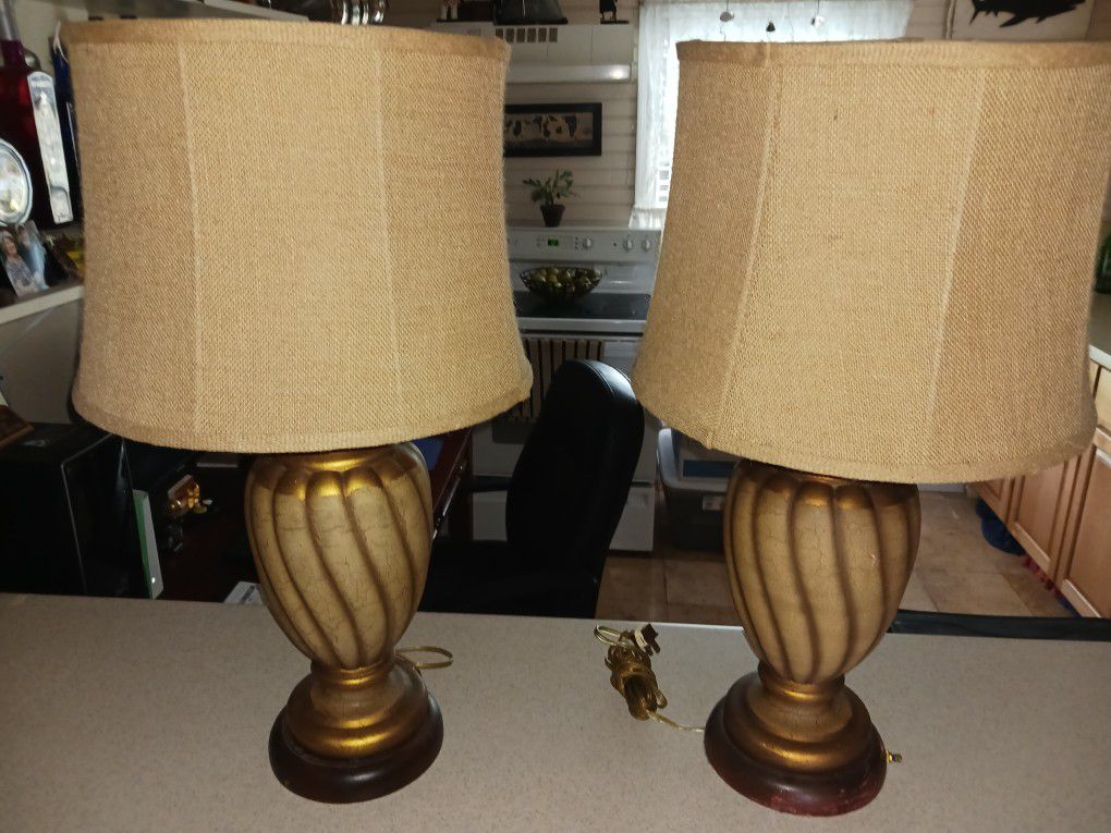 Lamps (2) for night stand. Working both for $20.00 (27 Inches) Tall