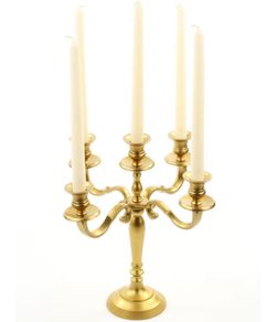 12” Gold 5 Arm Metal Candelabra Candle Holder Centerpiece