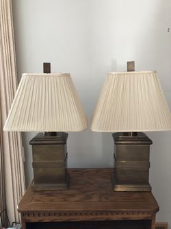 Matching pair of brass table lamps