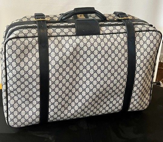 Vintage GUCCI Suitcase Blue Leather Straps