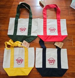 Trader Joe's Viral Mini Canvas Tote Bag - Complete Set of 4 Colors