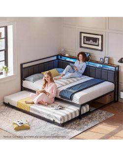 SOFA CAMA CON CENTRO DE CARGA Y LUZ LED
