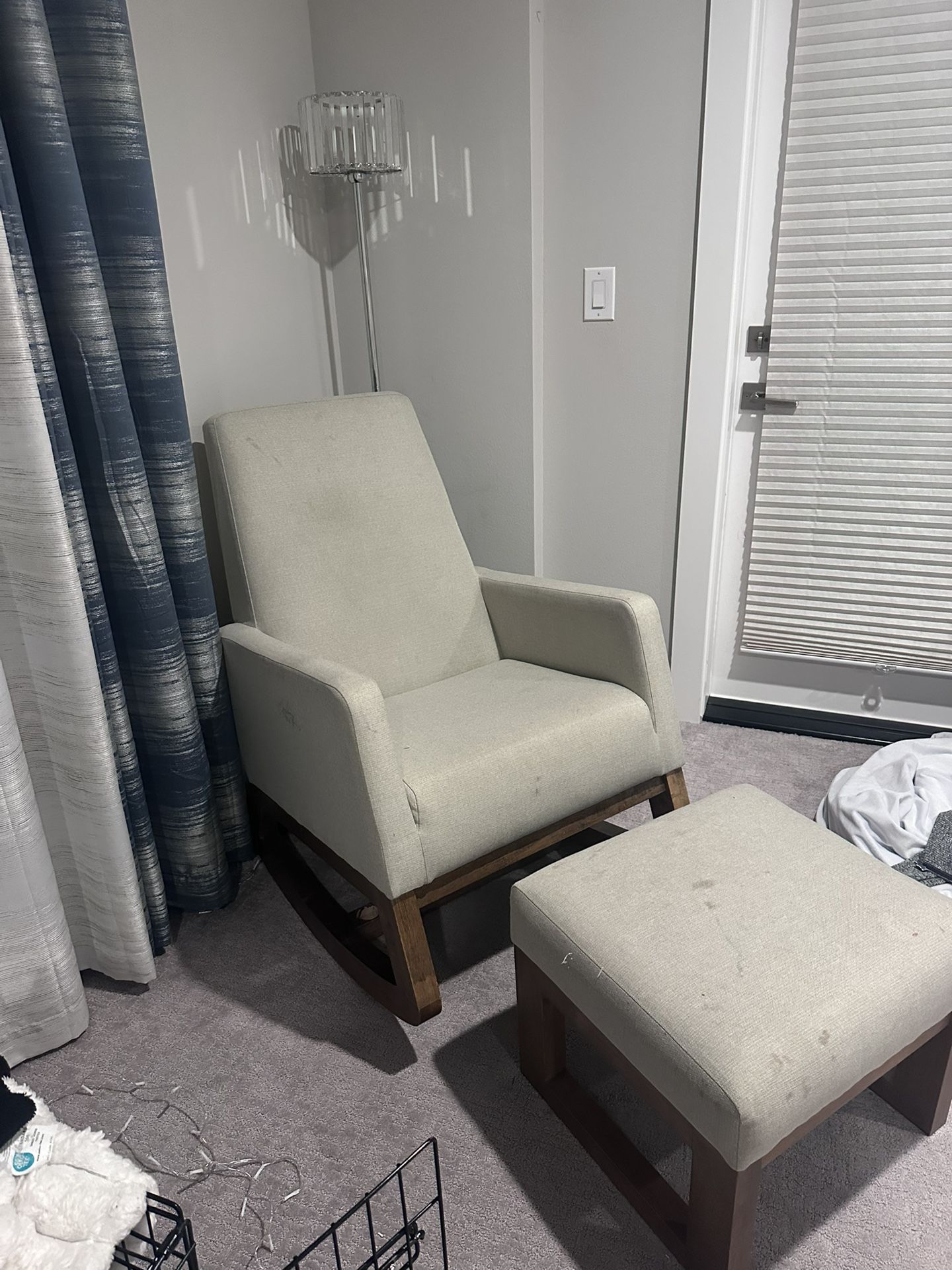 Baxton Rocking Chair + Ottoman – Neutral Beige