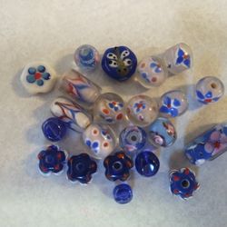 Blue Lampwork Beads