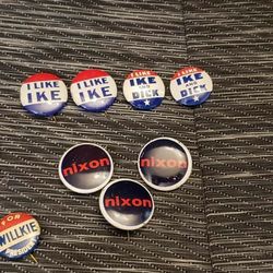 Vintage Presidential Political Campaign Pins- 11 Total