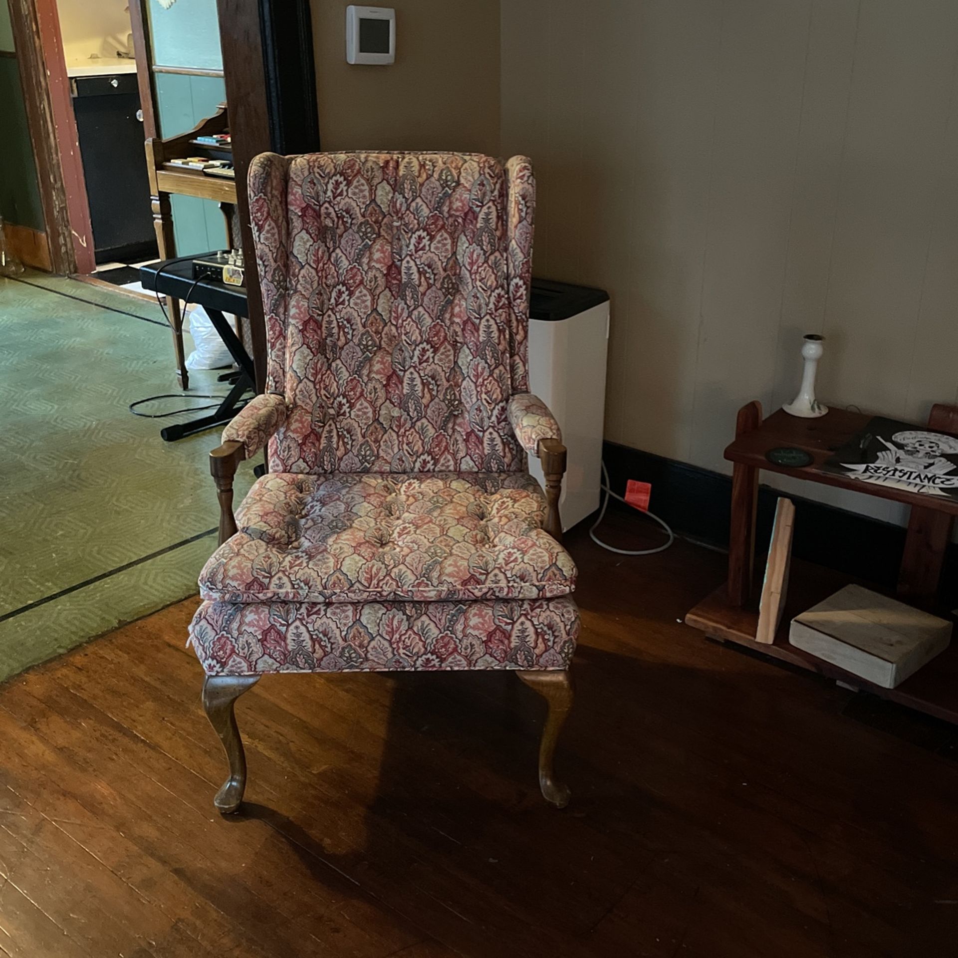 Pink Patterned Wing Chair