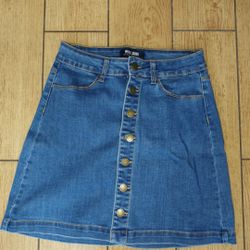 Wax Jean Button Skirt (Small)