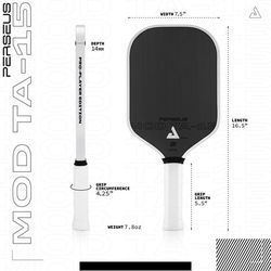 JOOLA Perseus MOD TA 15 16mm Pro Player Edition Pickleball Paddle - Gen 3 Propulsion Core & Charged Carbon Surface Technology - Carbon Fiber Picklebal