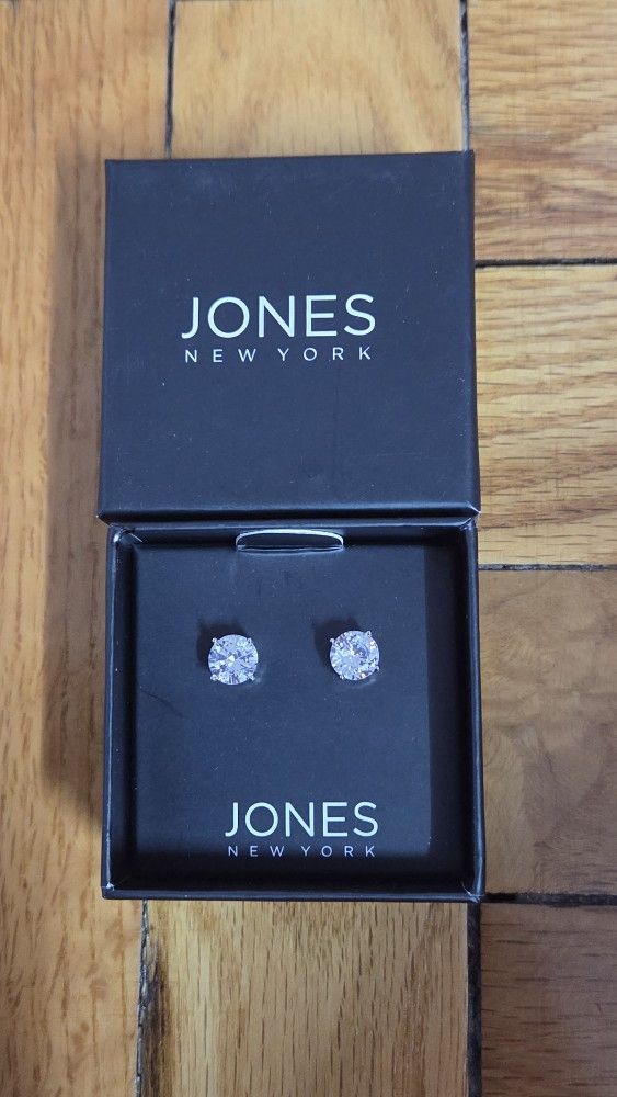 Brand New - Jones New York Cubic Zirconia Stud Earrings Gift Box