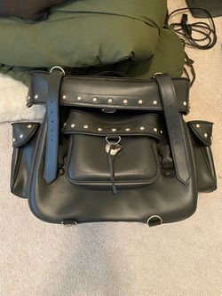 Motorcycle sissy Bar leather bags