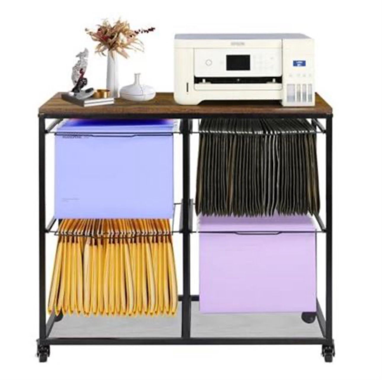 *NEW* 3 Tier Large Printer Stand, Mobile Printer Cart with 4 Pull-Out File Folder Rack