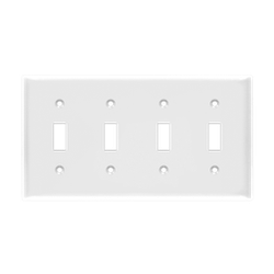 ENERLITES - Toggle Switch Four-Gang Wall Plate - WHITE