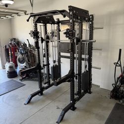 PRO SERIES Ultimate 3-1 Half Rack Functional Trainer w/Smith Machine Bar | 400lb Stack | Gym Equipment | Fitness | Commercial | Squat Rack  