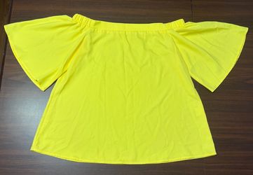 Bright Yellow Off The Shoulder Flutter Sleeve Top Blouse Size L