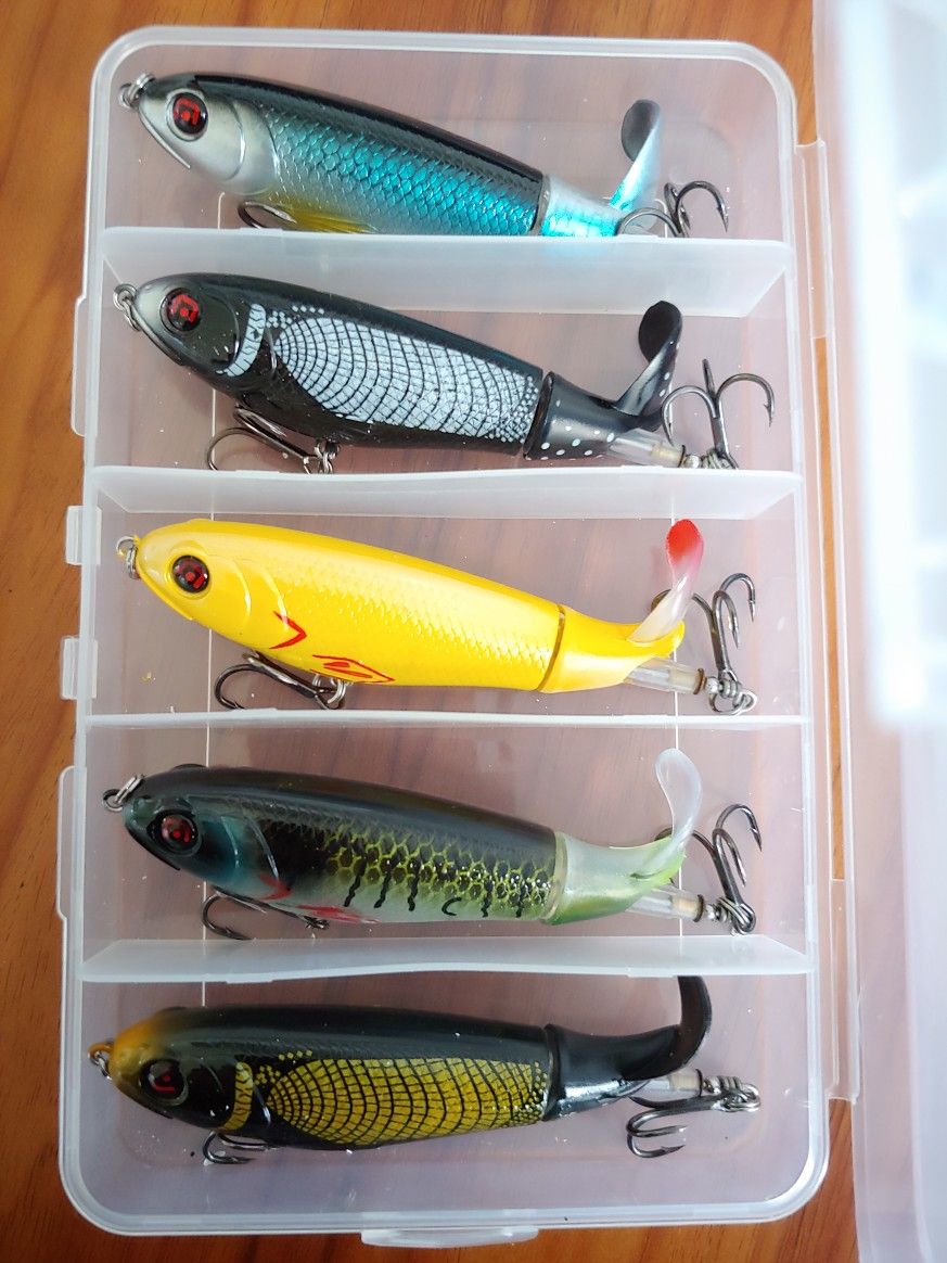 Whopper Plopper Topwater Fishing Lures - Fishing Tackle - Pack of 5